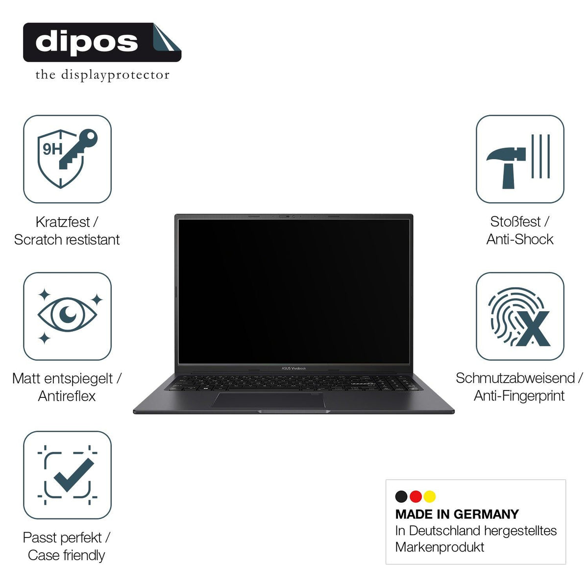 2x 9H Schutzfolie matt für Asus VivoBook 16X OLED M3604 Panzerfolie
