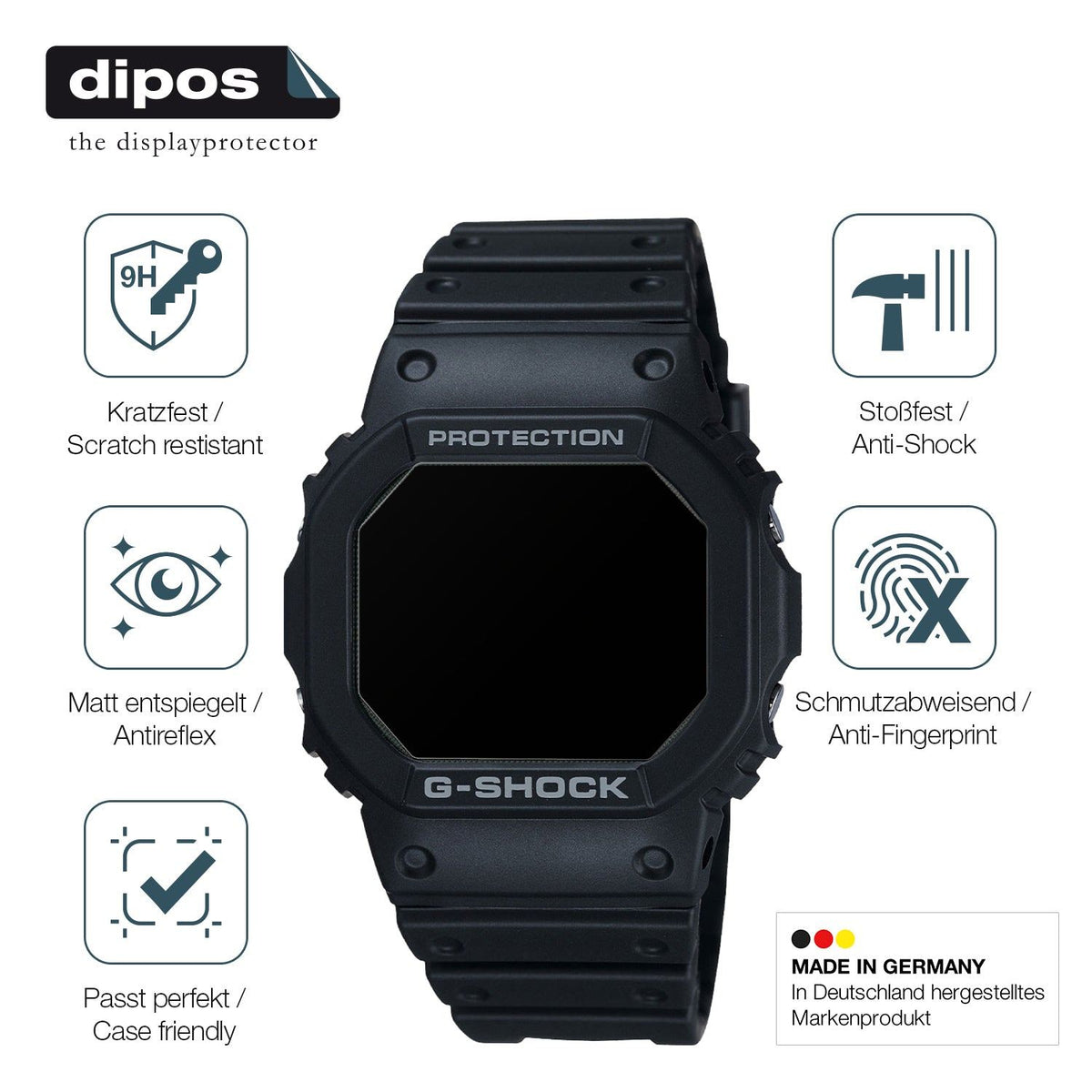 2x 9H Schutzfolie matt für Casio G-Shock DW-5000U Panzerfolie