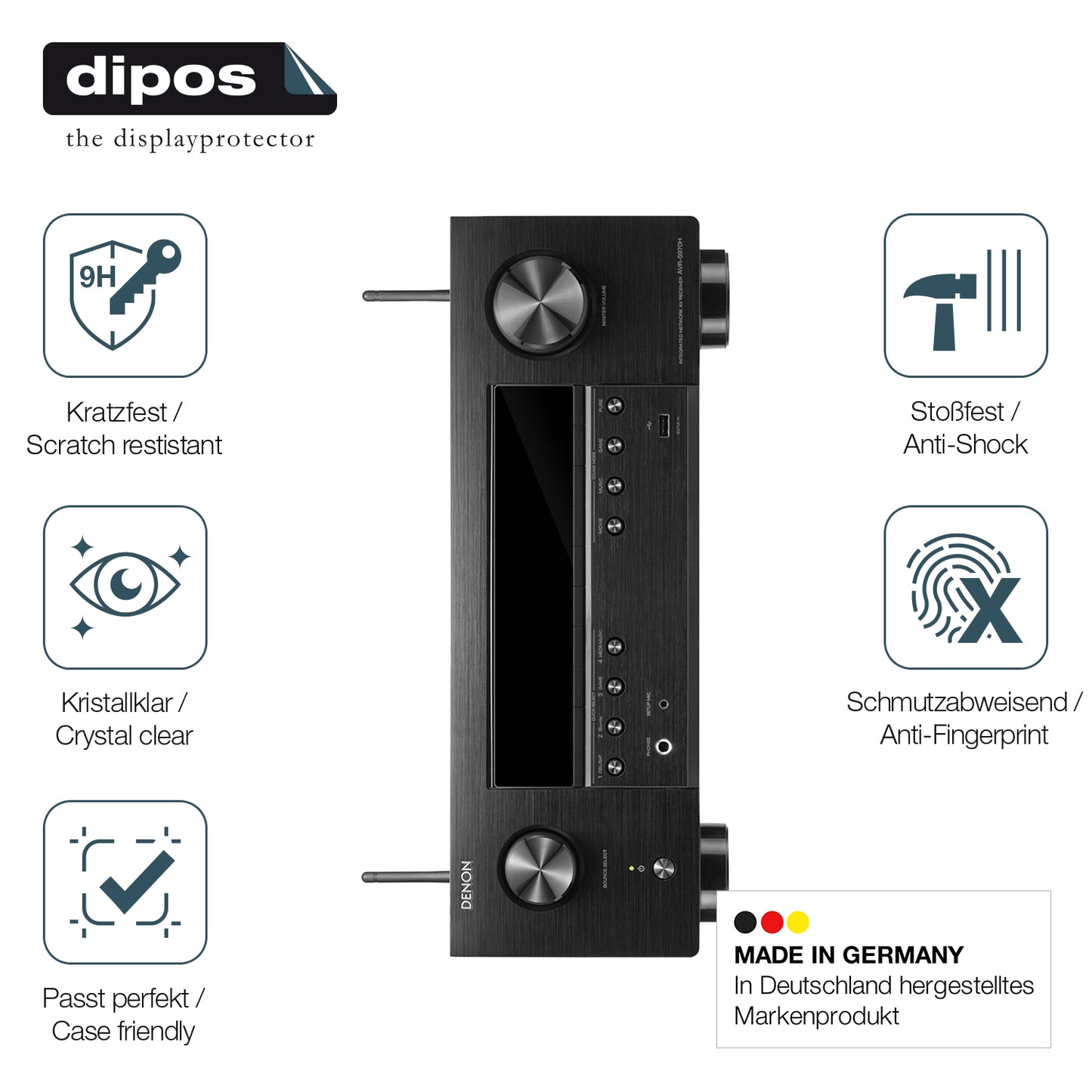 2x 9H Schutzfolie für Denon AVR-X1800HDAB Panzerfolie