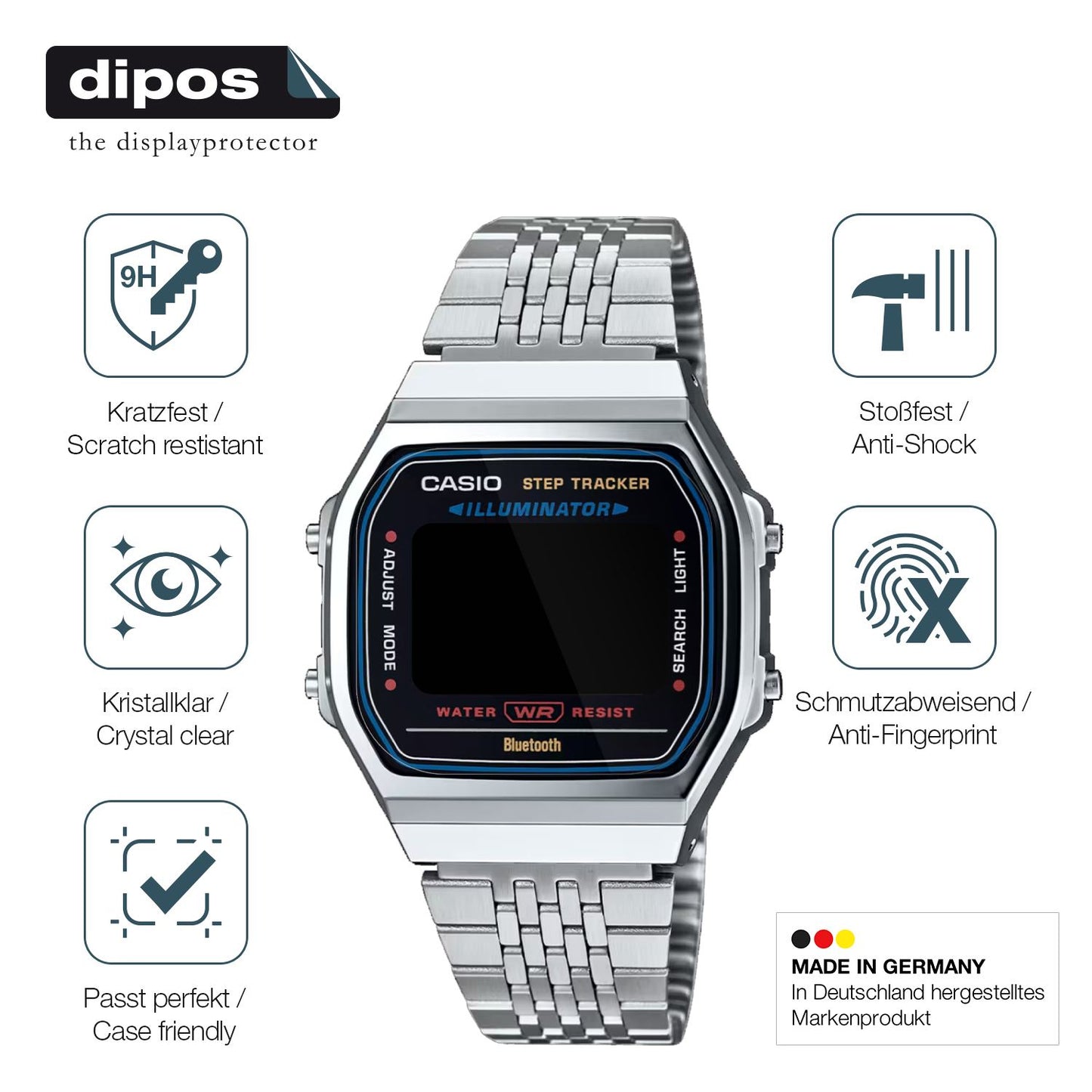 2x 9H Schutzfolie für Casio Iconic ABL-100WE-1A Panzerfolie