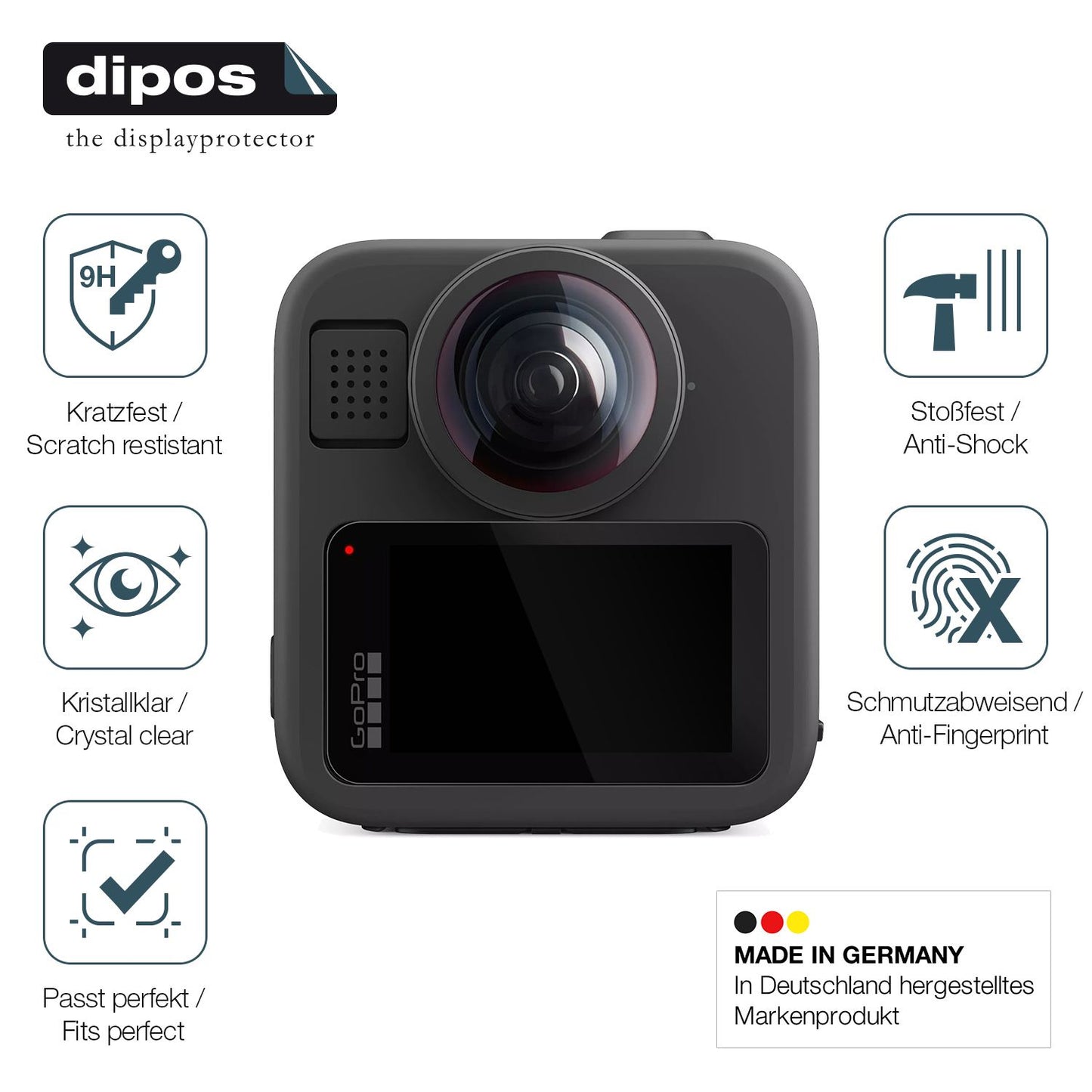 2x 9H Schutzfolie für GoPro Max 2 Panzerfolie