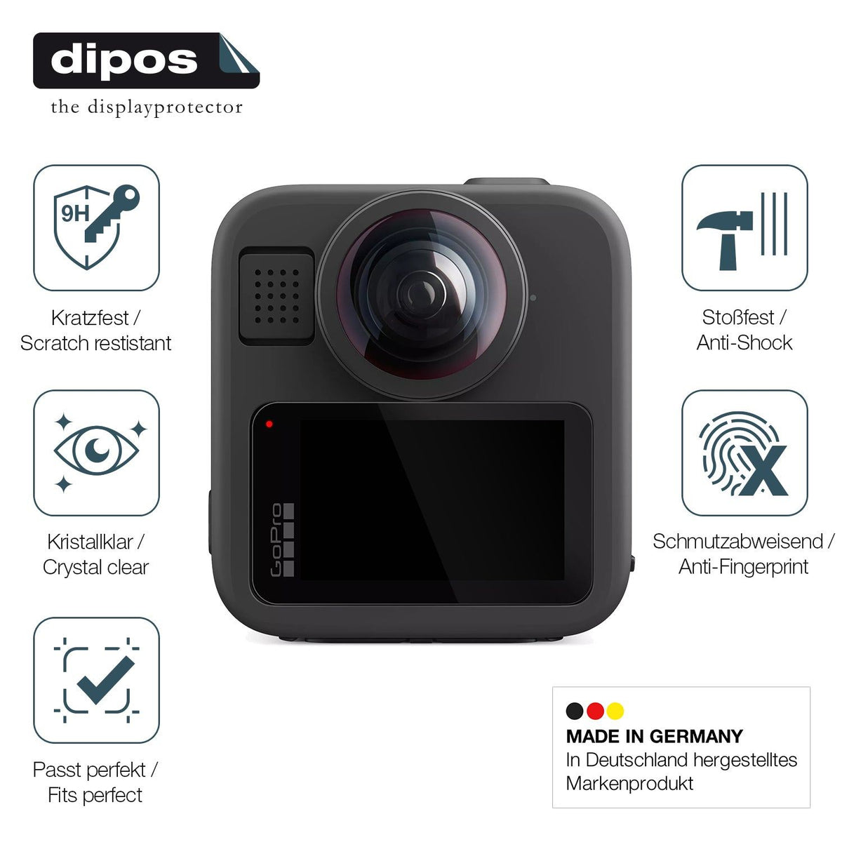 2x 9H Schutzfolie für GoPro Max 2 Panzerfolie