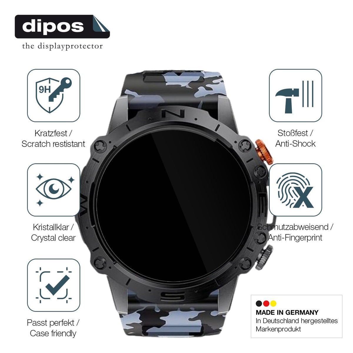 2x 9H Schutzfolie für Lige 1.43 Zoll Smartwatch Panzerfolie