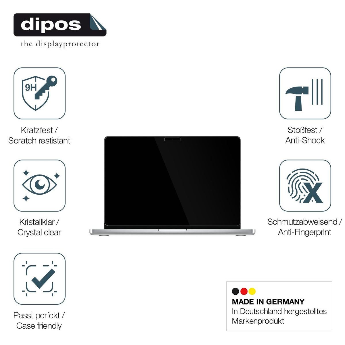 2x 9H Schutzfolie für MacBook Pro M4 14 Zoll 2024 Panzerfolie