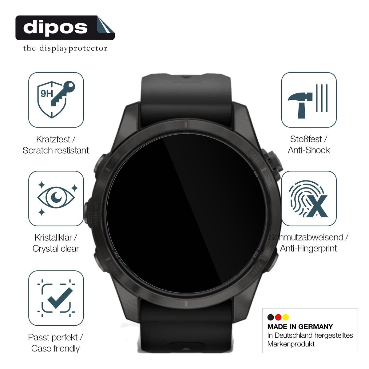 2x 9H Schutzfolie für Garmin Fenix 7s Pro 51mm Panzerfolie