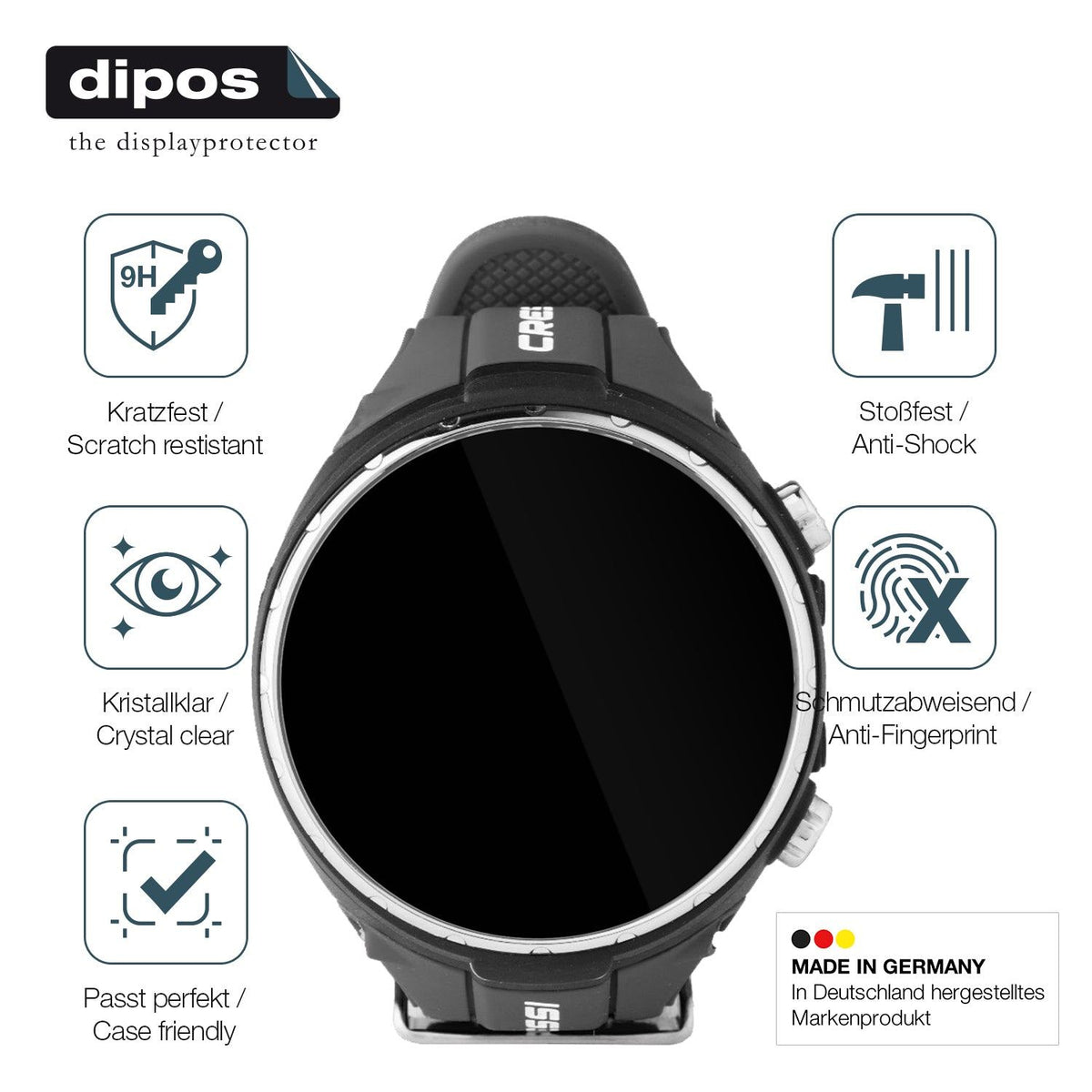 2x 9H Schutzfolie für Suunto D4F Tauchcomputer Panzerfolie
