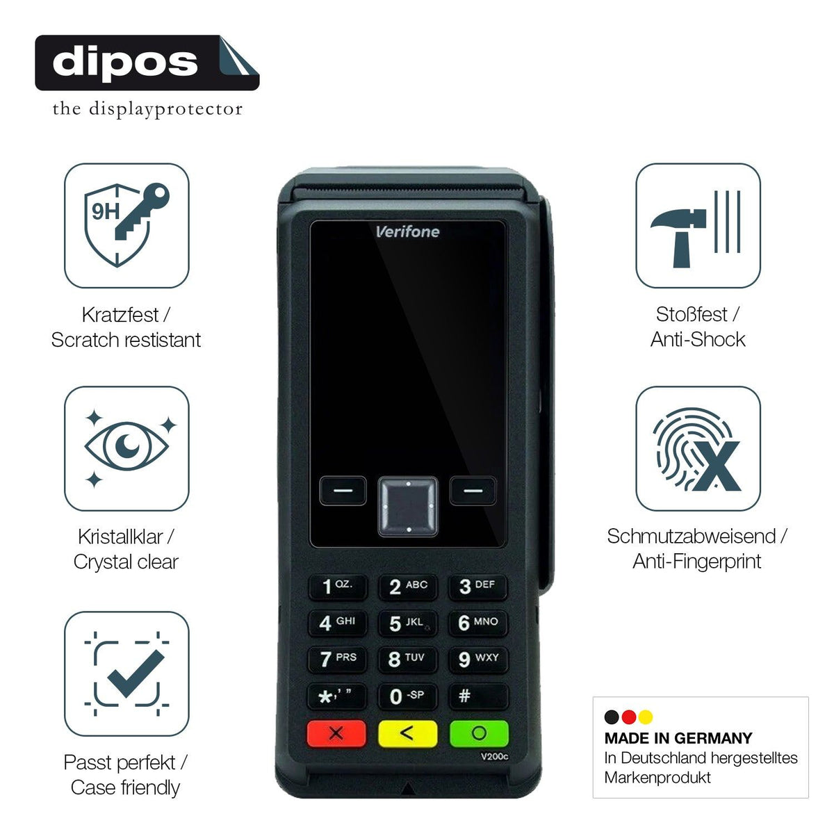 2x 9H Schutzfolie für Verifone V200c Panzerfolie