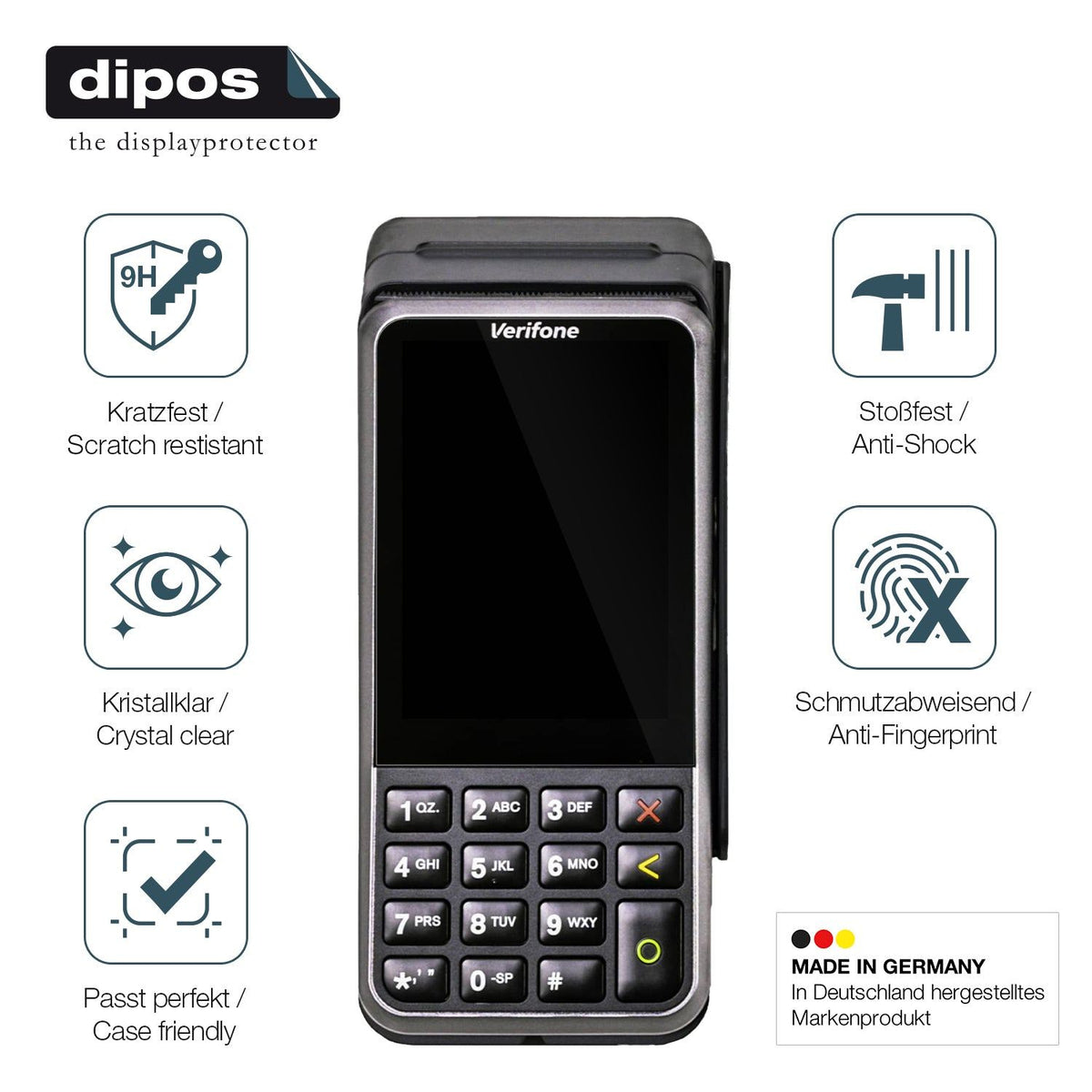 2x 9H Schutzfolie für Verifone V400m Panzerfolie