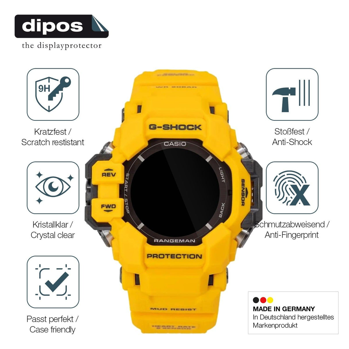 2x 9H Schutzfolie für Casio G-Shock GPR H1000 Panzerfolie