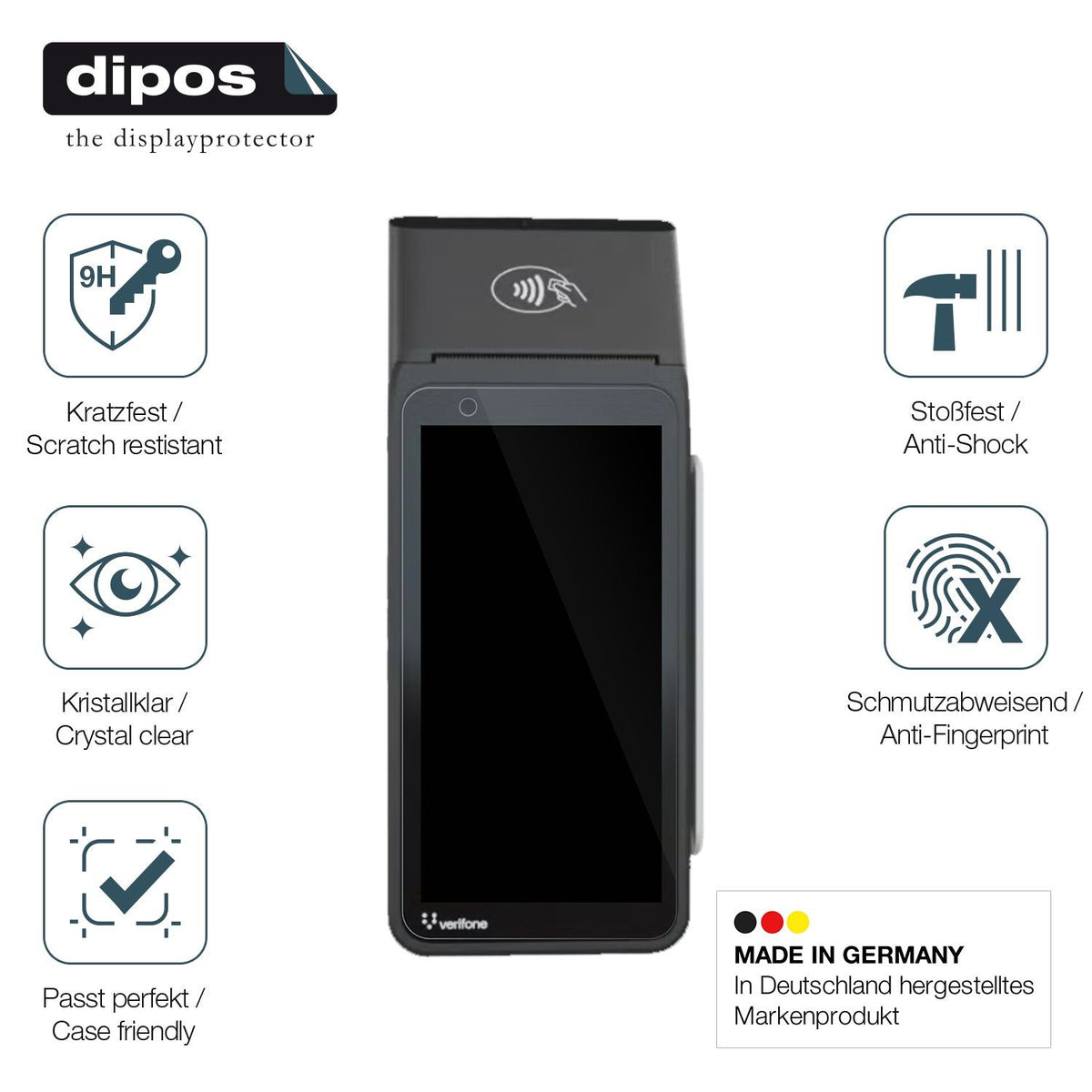 2x 9H Schutzfolie für Verifone V660p Panzerfolie