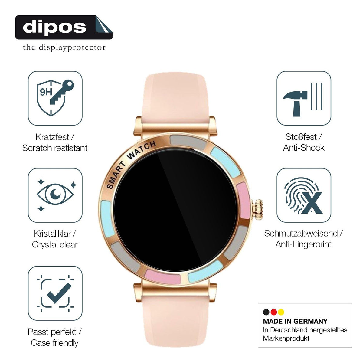 2x 9H Schutzfolie für Braidol Smartwatch 1.27 Zoll Panzerfolie