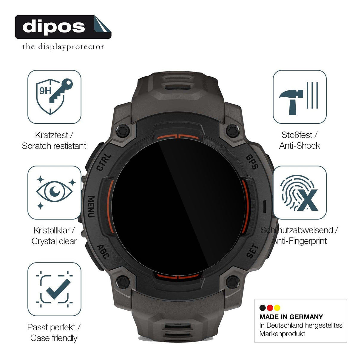 2x 9H Schutzfolie für Garmin Instinct E 45mm Panzerfolie