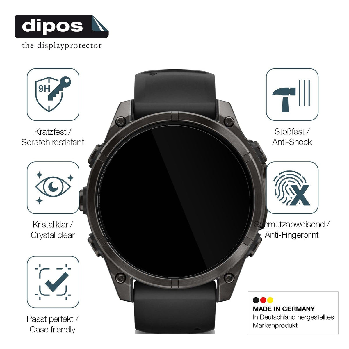 2x 9H Schutzfolie für Garmin Tactix 8 51mm AMOLED Panzerfolie