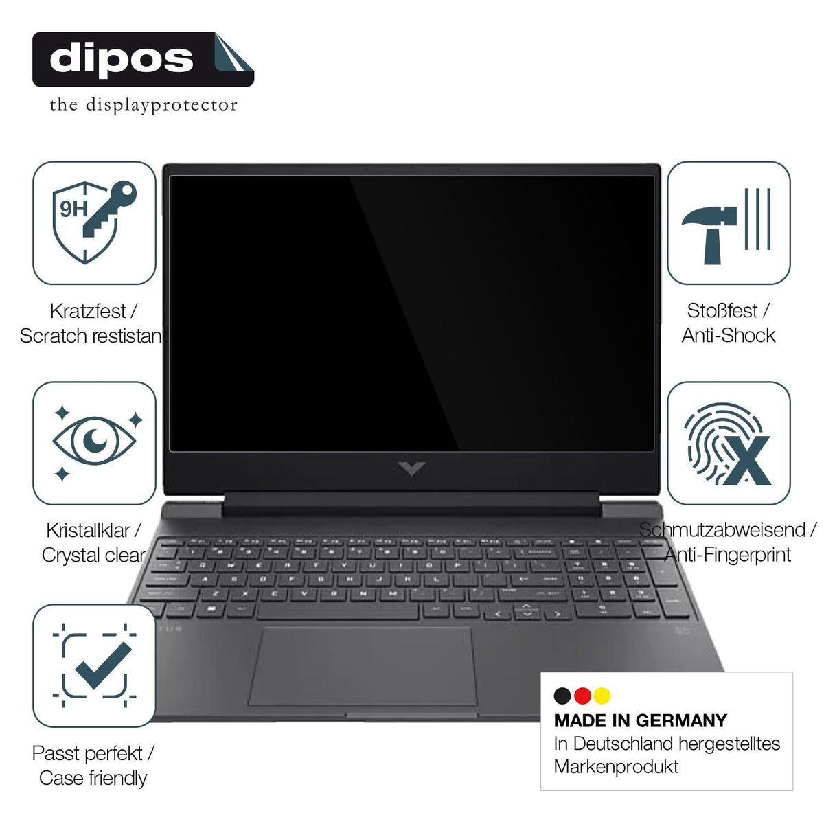 2x 9H Schutzfolie für HP Victus Gaming Laptop Panzerfolie