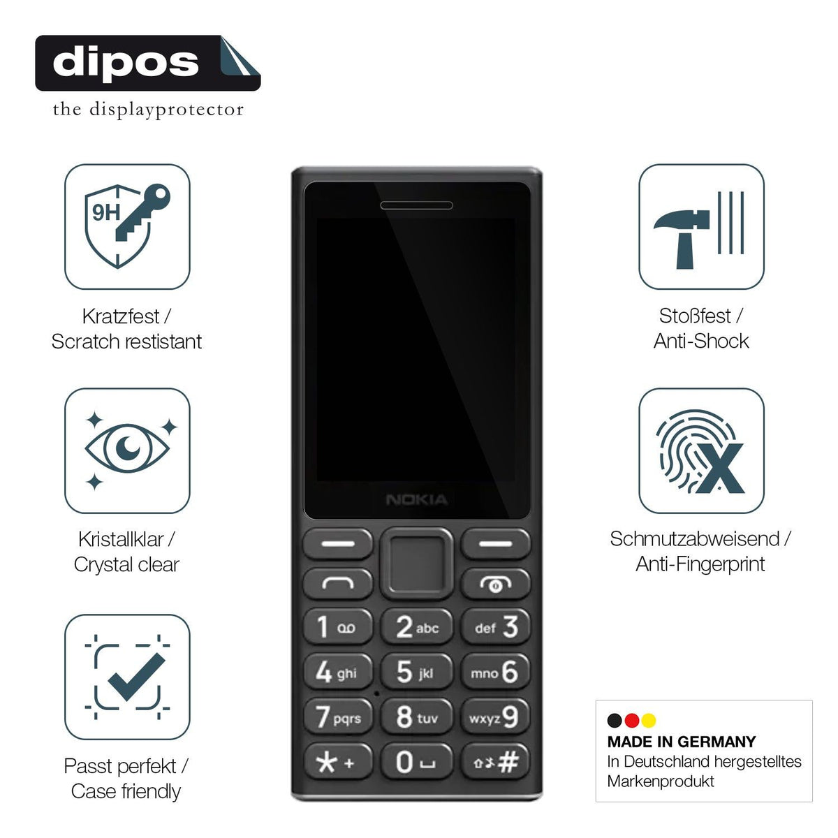 2x 9H Schutzfolie für Nokia 105 4G 2024 Panzerfolie
