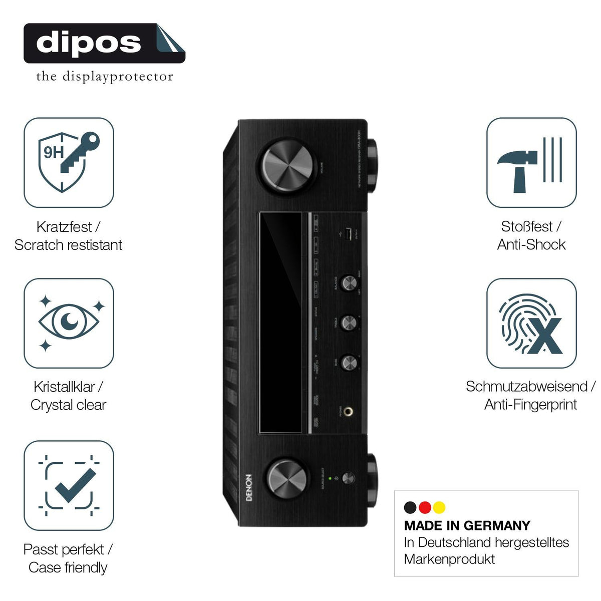 2x 9H Schutzfolie für Denon DRA-800H Panzerfolie