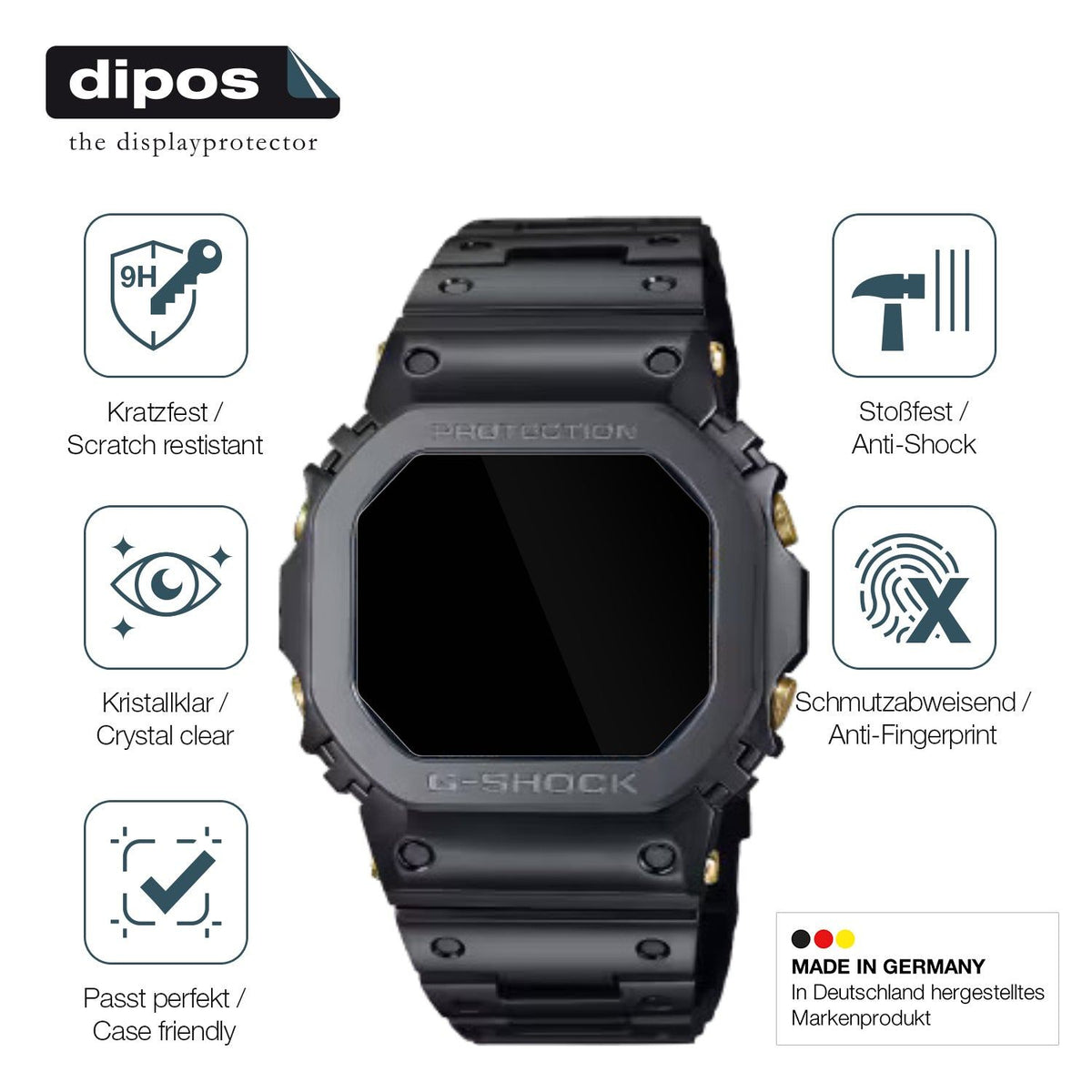 2x 9H Schutzfolie für Casio W-216H-1AV Eckig Panzerfolie