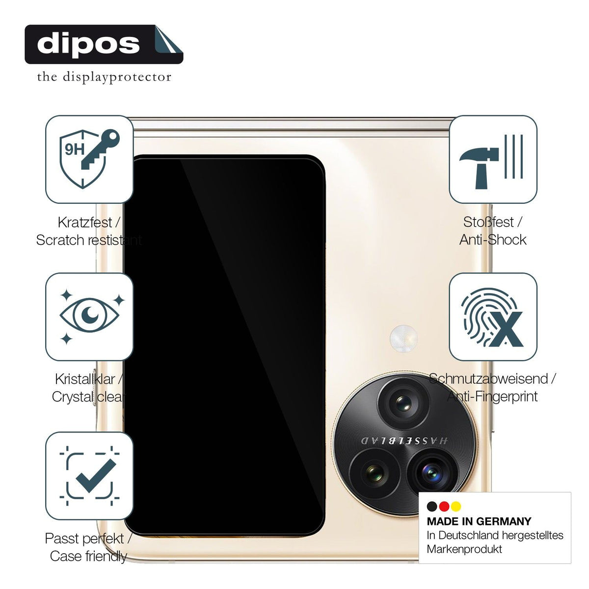 2x 9H Schutzfolie für Oppo Find N3 Flip Aussenseite Panzerfolie
