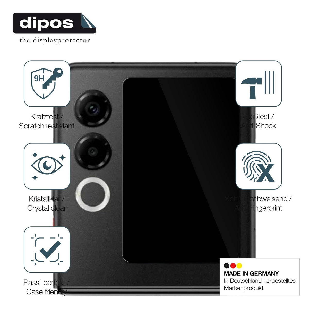 2x 9H Schutzfolie für Nubia ZTE Flip 2 5G Außenseite Panzerfolie