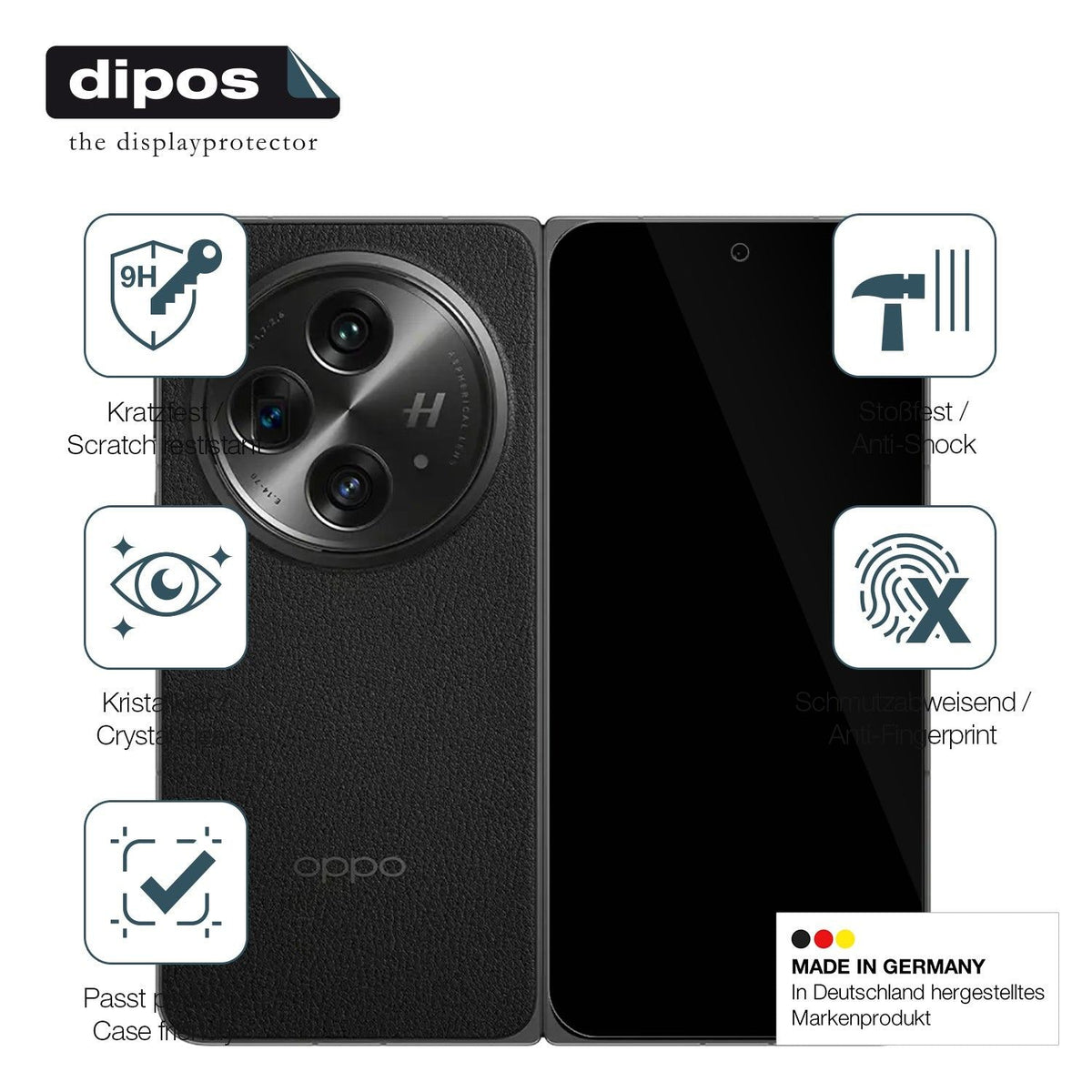 2x 9H Schutzfolie für Oppo Find N3 Aussenseite Panzerfolie