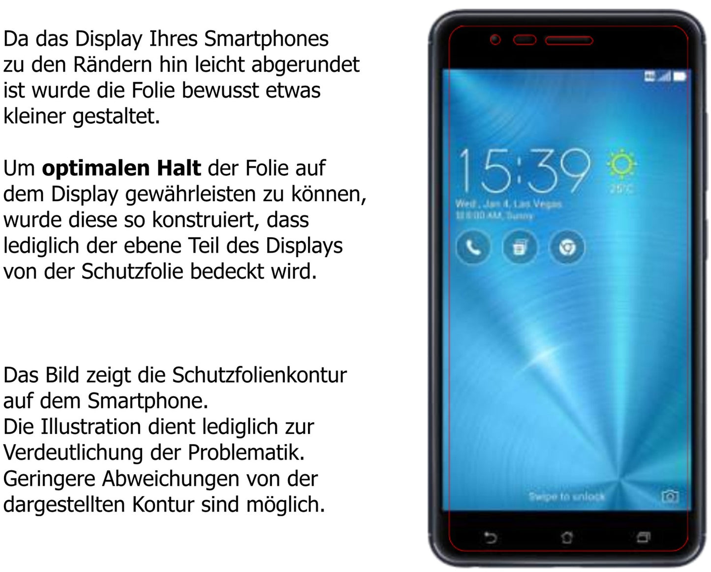 Dünne und klare Folie passend zugeschnitten für Asus ZenFone Zoom S