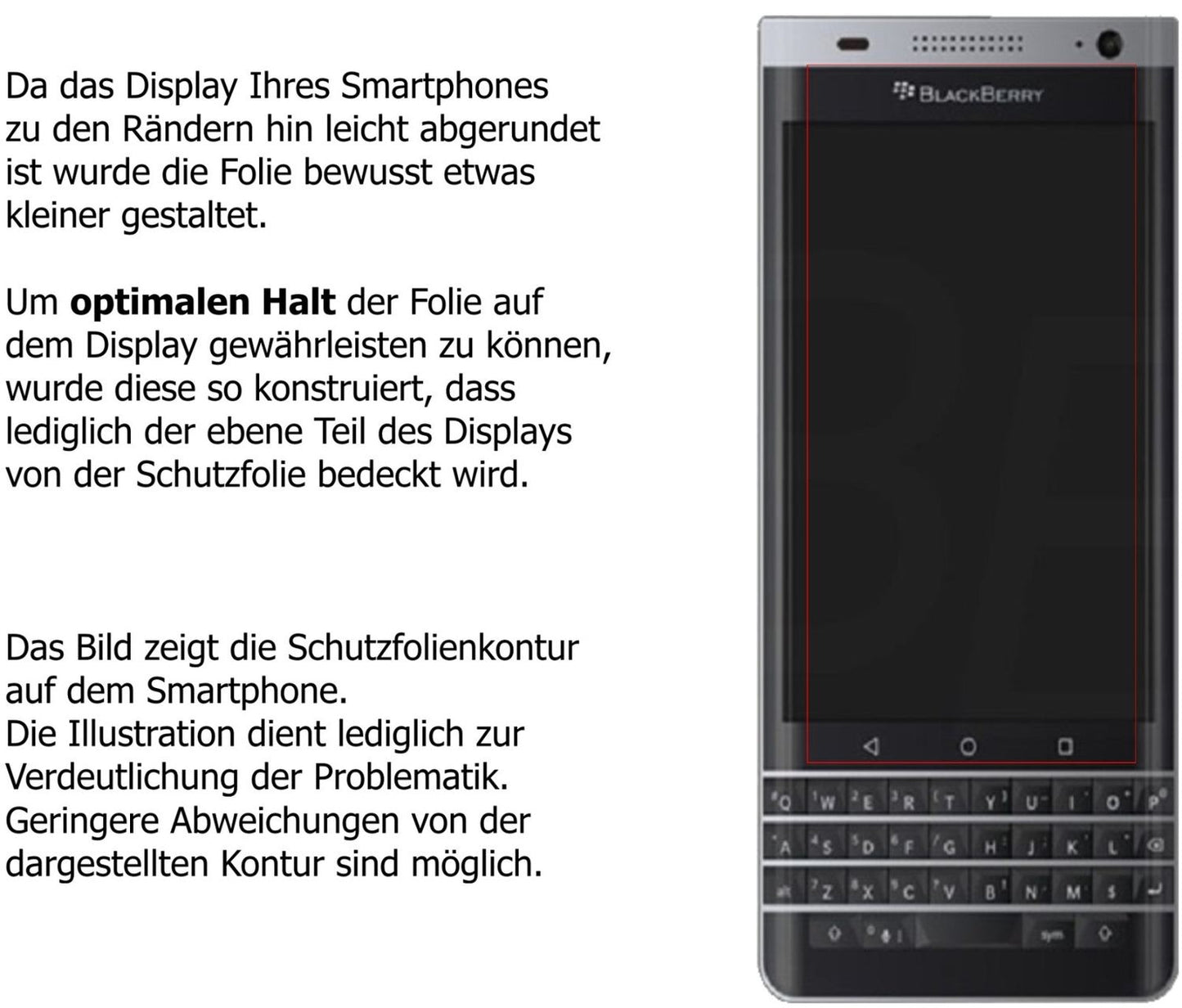 Dünne und klare Folie passend zugeschnitten für Blackberry DTEK40