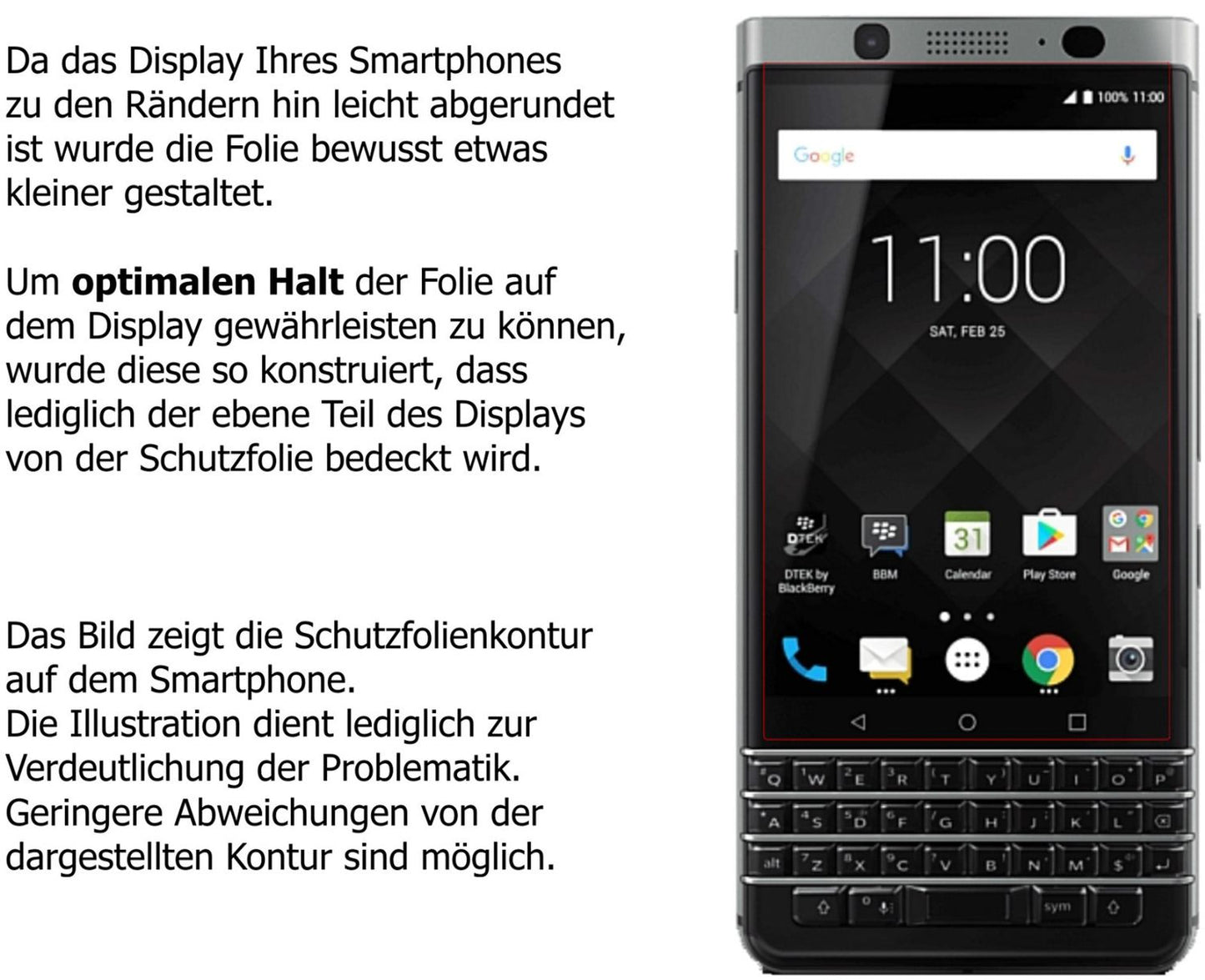 Dünne und klare Folie passend zugeschnitten für Blackberry KeyOne