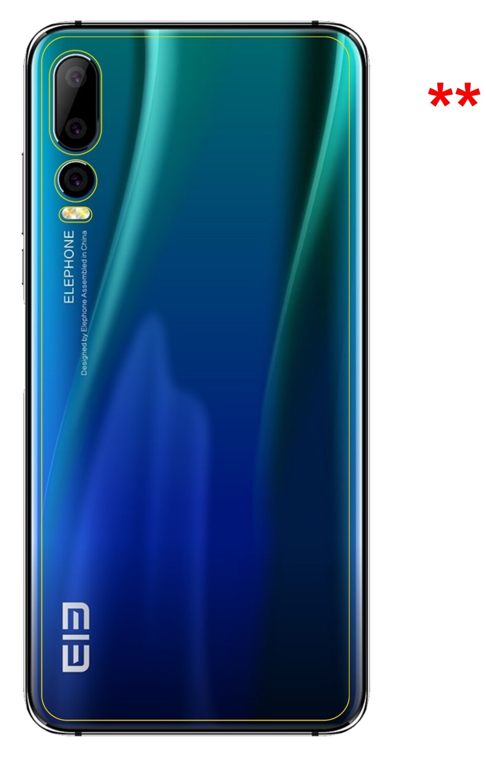 Dünne und klare Folie passend zugeschnitten für Elephone A5 Rückseite