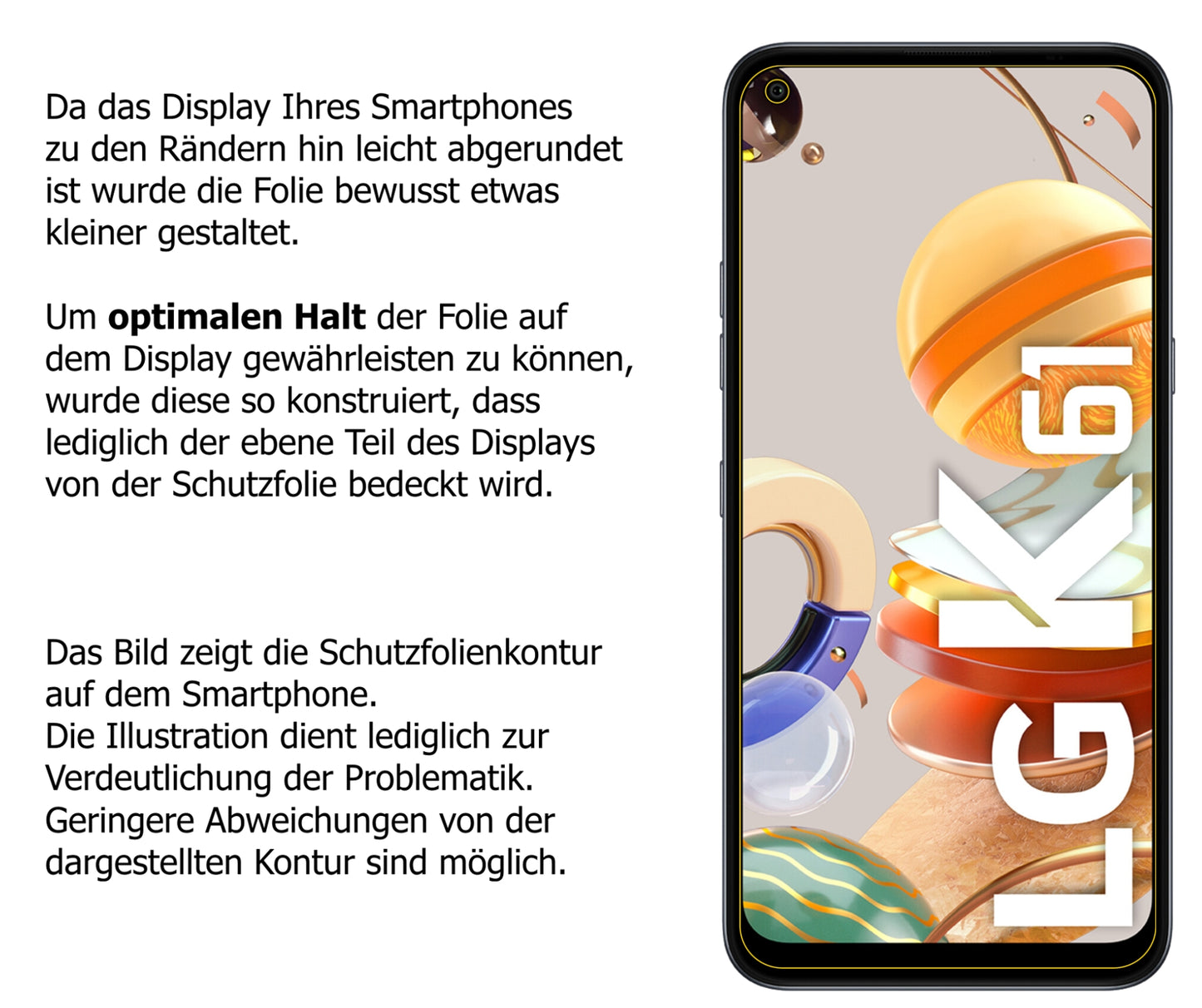 Dünne und klare Folie passend zugeschnitten für LG K61