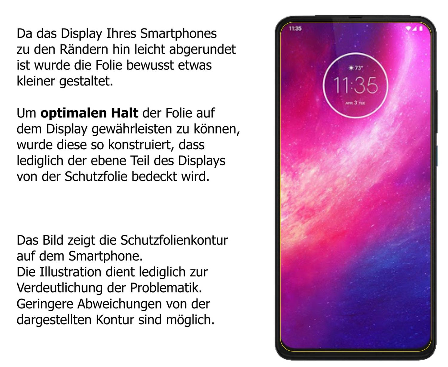 Dünne und klare Folie passend zugeschnitten für Motorola Moto One Hyper