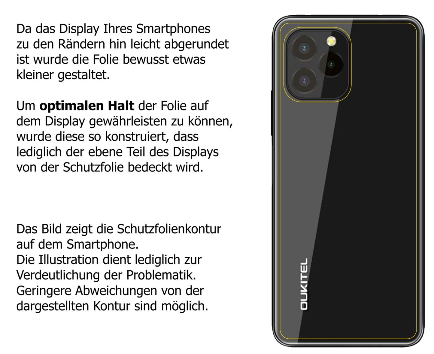 Dünne und klare Folie passend zugeschnitten für Oukitel C21 Pro Rückseite