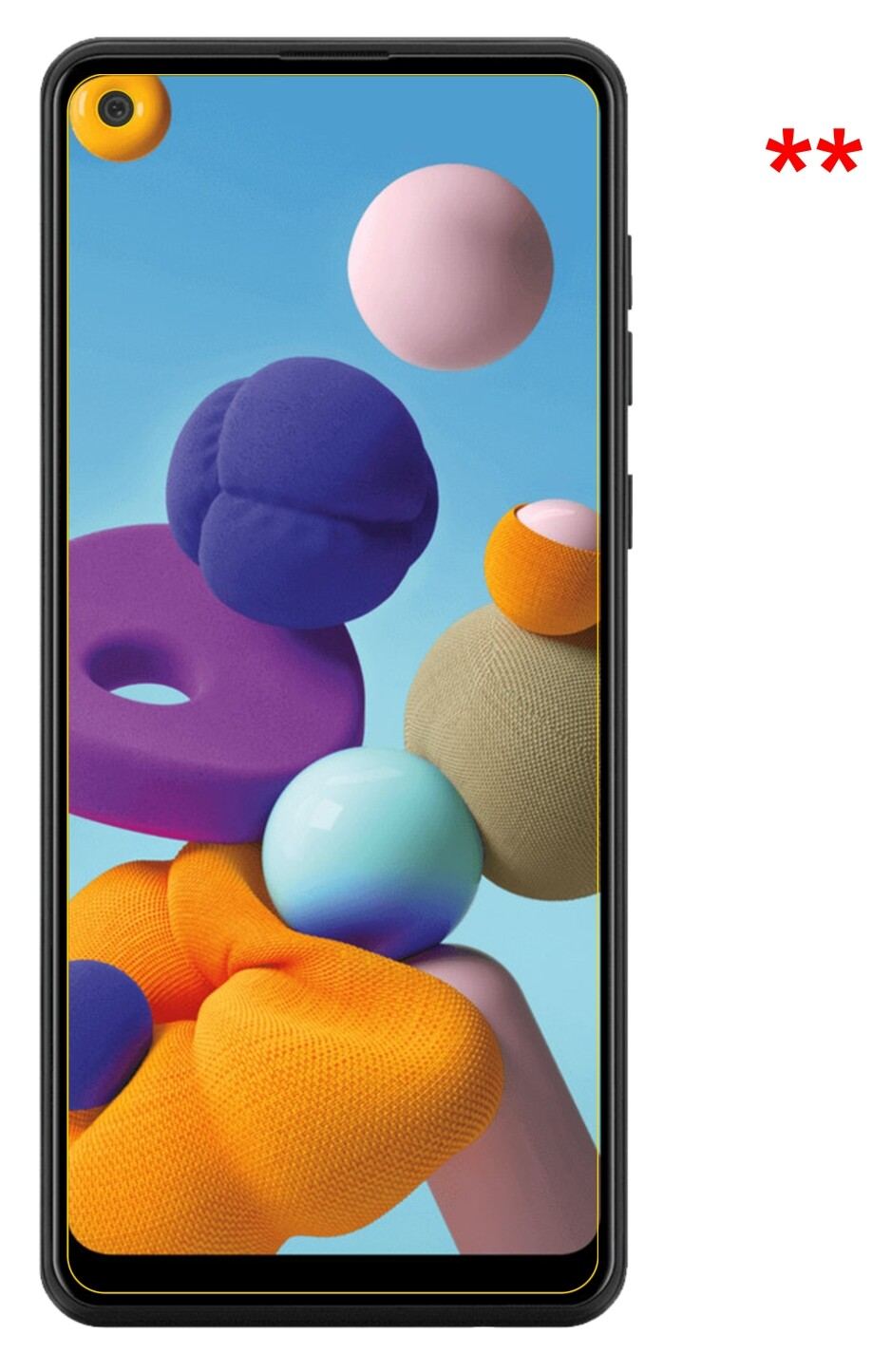 Dünne und klare Folie passend zugeschnitten für Samsung Galaxy A21