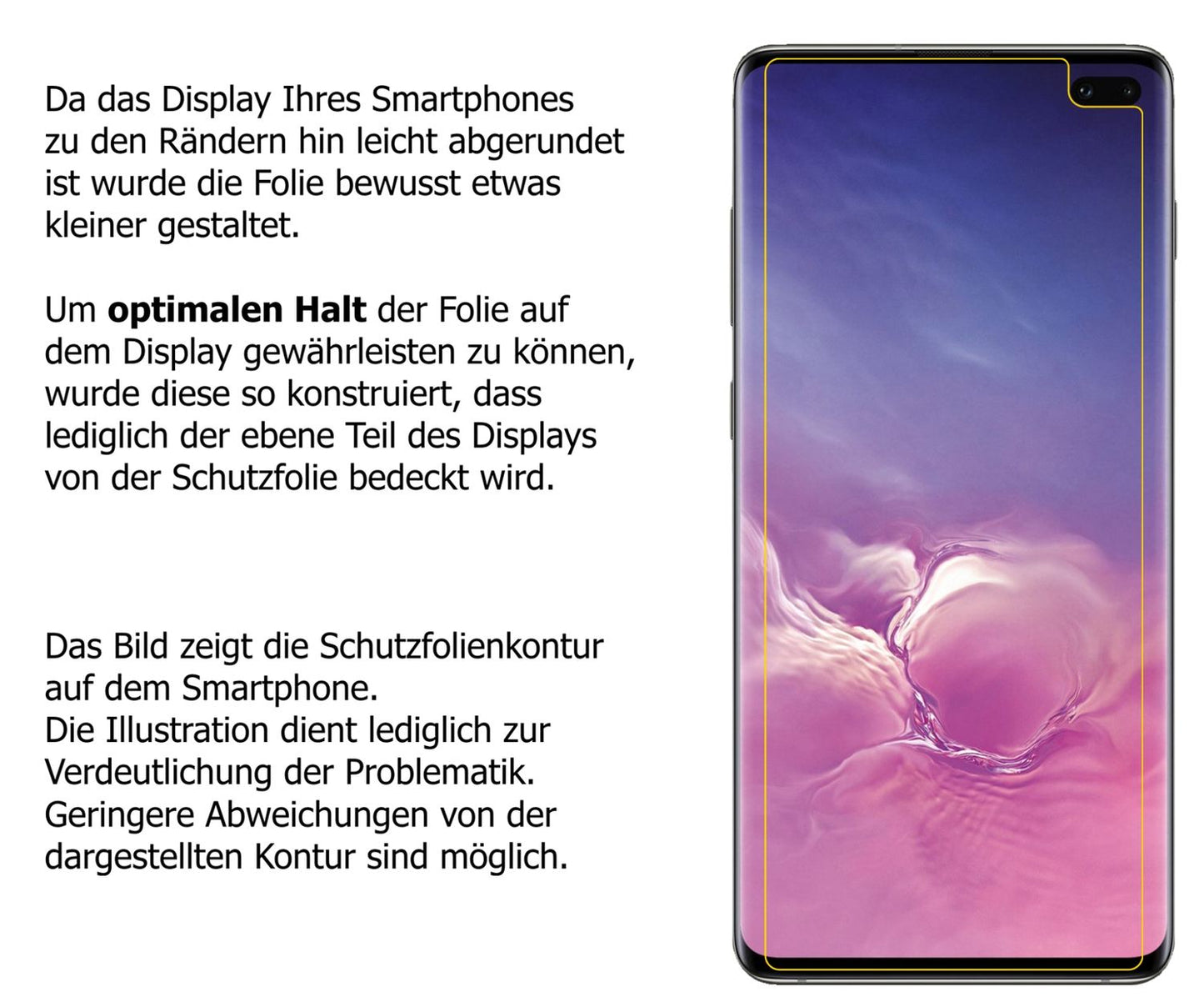 Dünne und klare Folie passend zugeschnitten für Samsung Galaxy S10 Plus