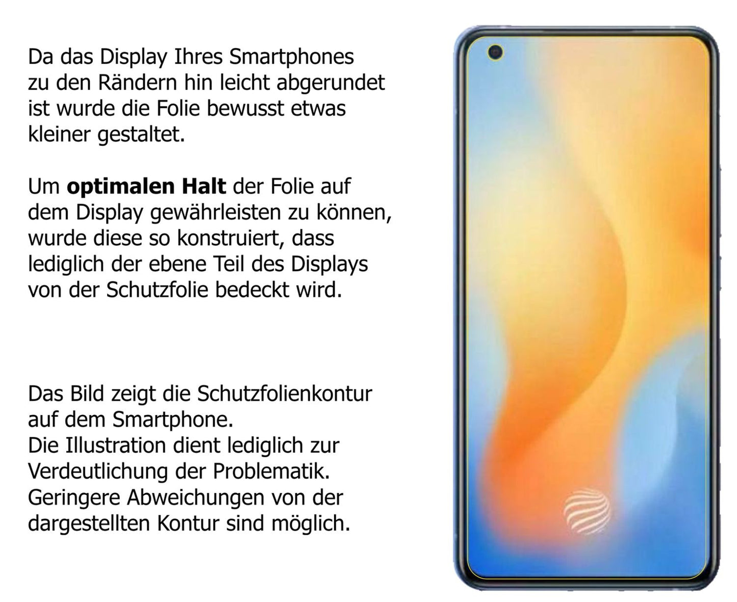 Dünne und klare Folie passend zugeschnitten für Vivo X50