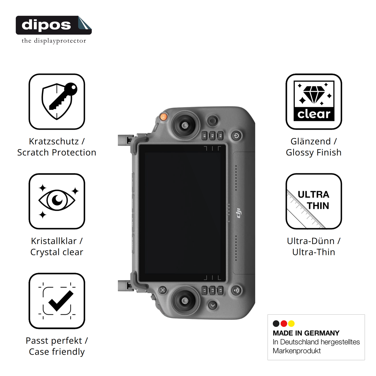 Displayschutz hergestellt in Deutschland, höchste Qualität made in Germany