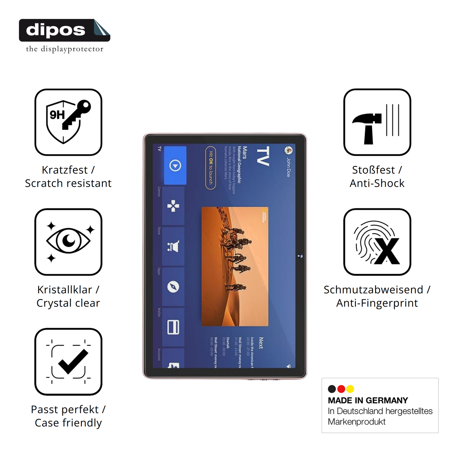 Displayschutz hergestellt in Deutschland, höchste Qualität made in Germany