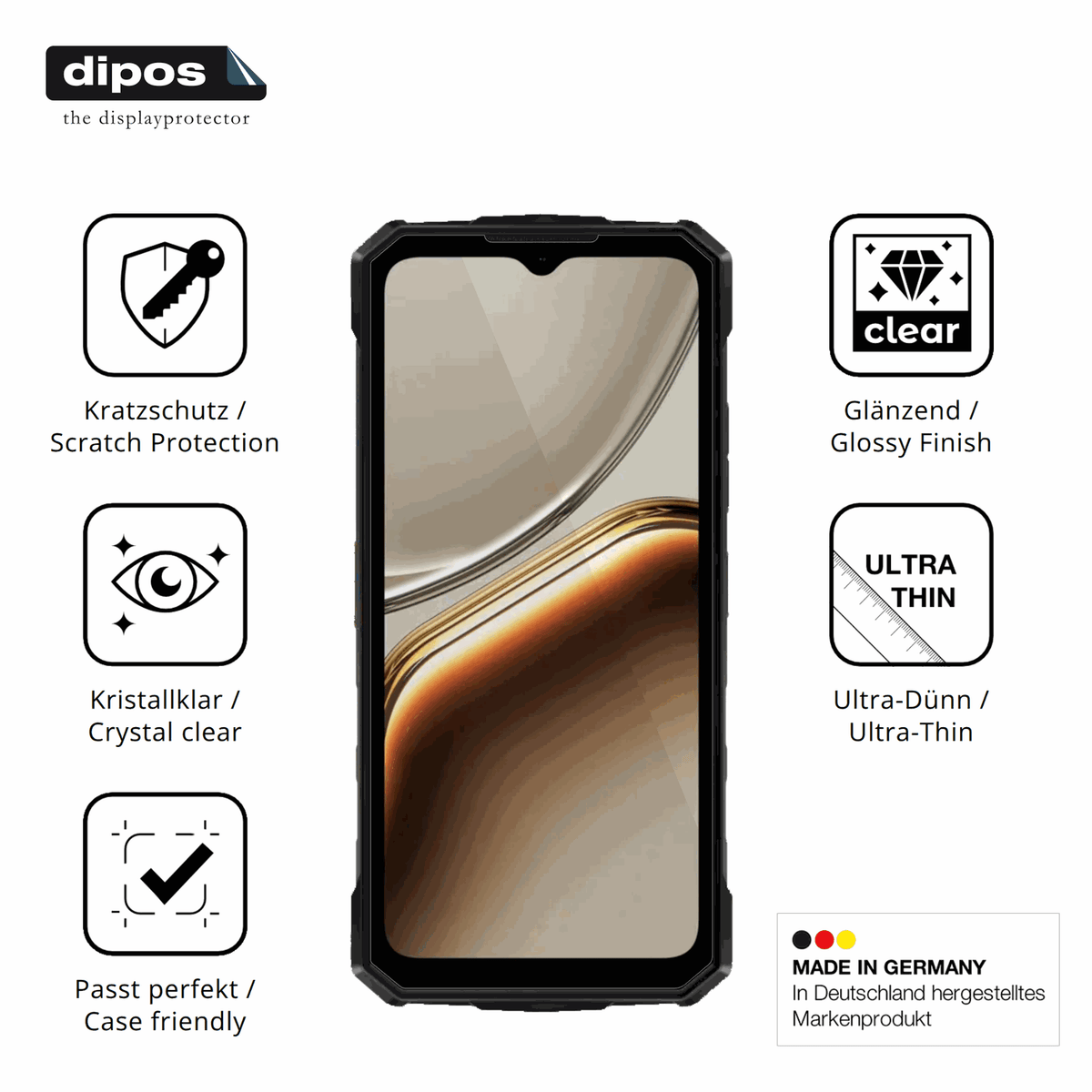 Displayschutz hergestellt in Deutschland, höchste Qualität made in Germany