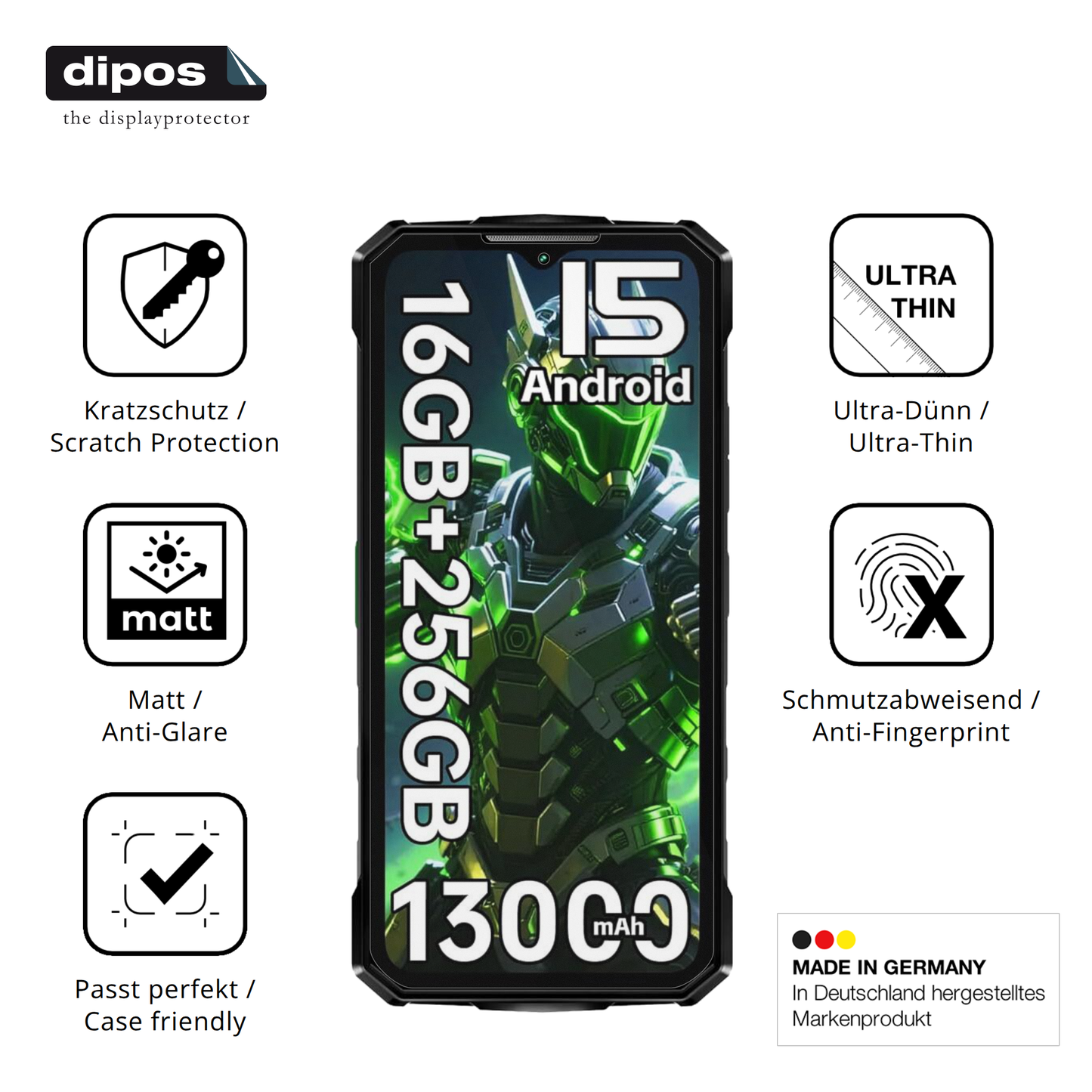 4x Schutzfolie matt für Doogee Fire7 Outdoor Display-Schutzfolie