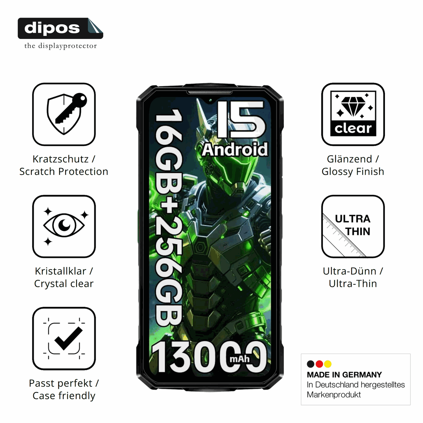 4x Schutzfolie klar für Doogee Fire7 Outdoor Display-Schutzfolie