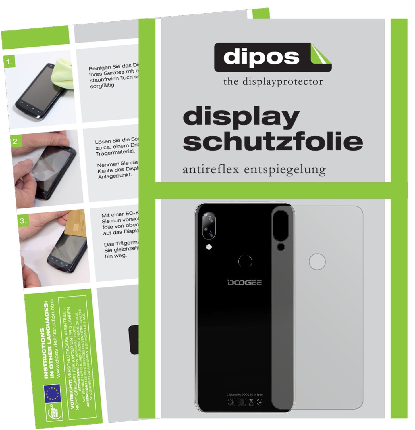 Mattes Panzerglas: Entspiegelte, dünne Folie, Fingerabdruckresistenz und Bildschirmschutz für Doogee-N10 Rückseite