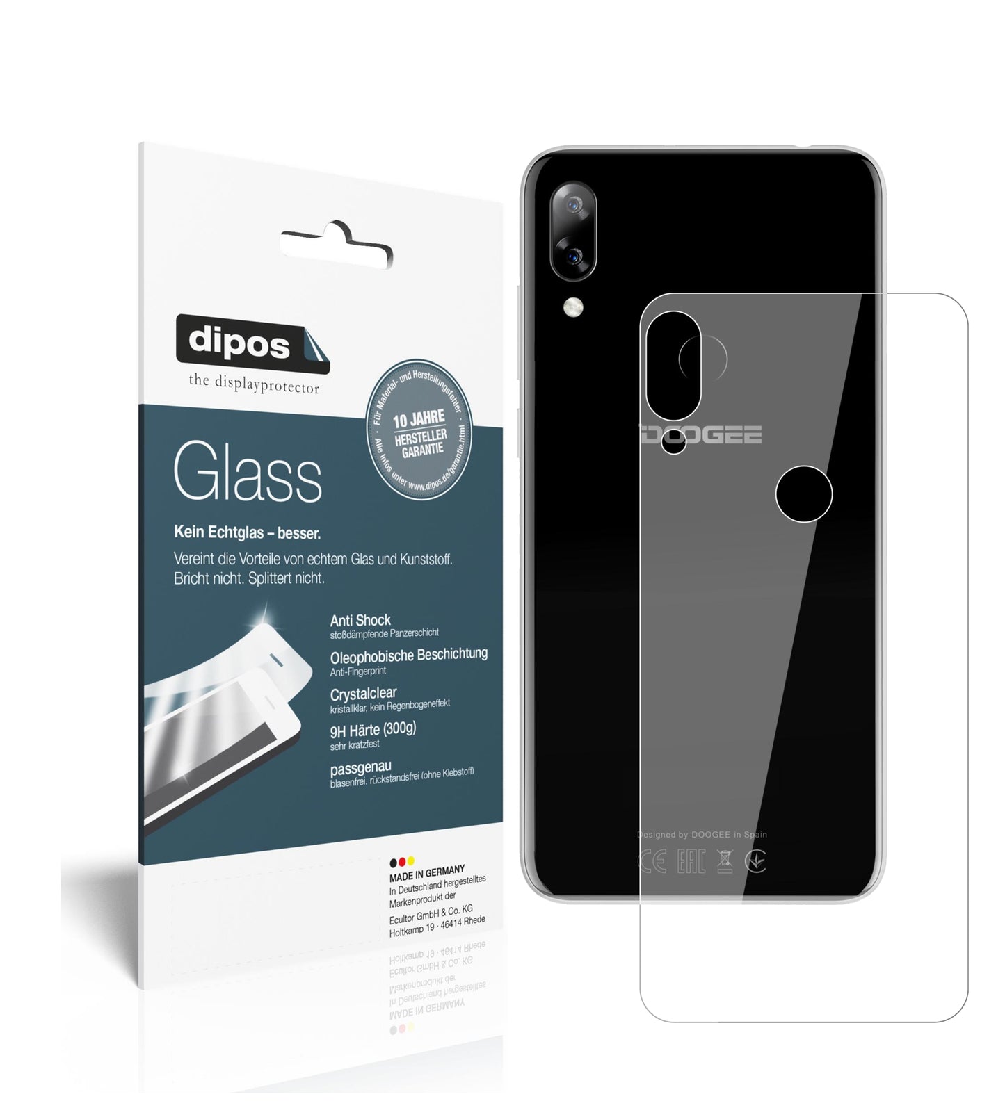 Perfekte Passform und ultimative Qualität: Unser 9H Panzerglas bietet Schutz für Doogee-N10 Rückseite