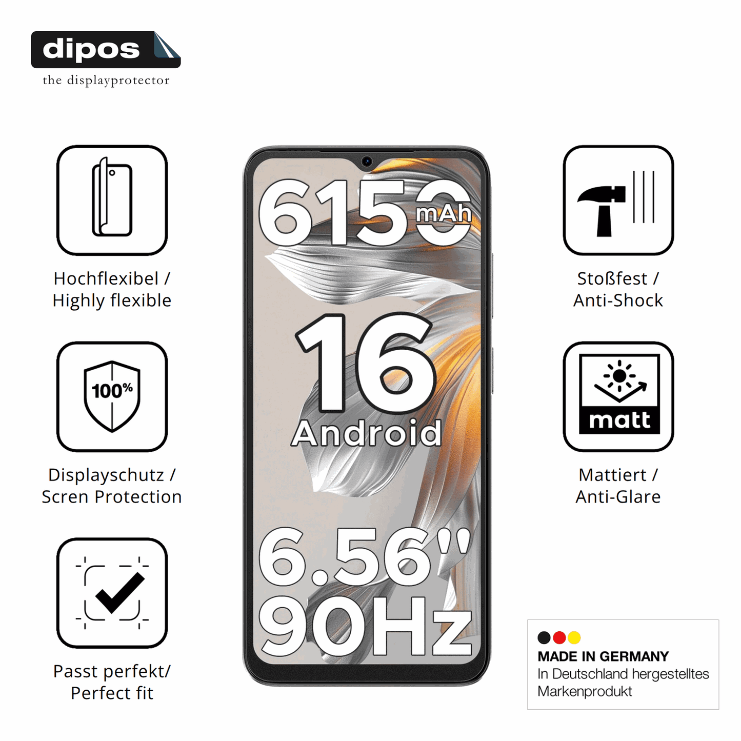 2x Full Cover Schutzfolie matt für Doogee Note 56