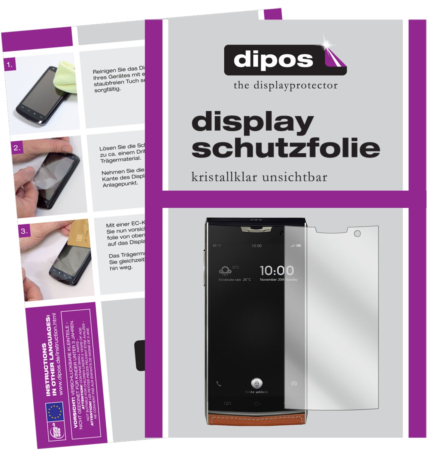Kristallklare, dünne Schutzfolie: Kratzfest & passgenau für Doogee-T3