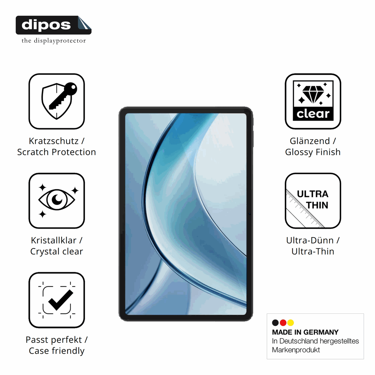 Displayschutz hergestellt in Deutschland, höchste Qualität made in Germany