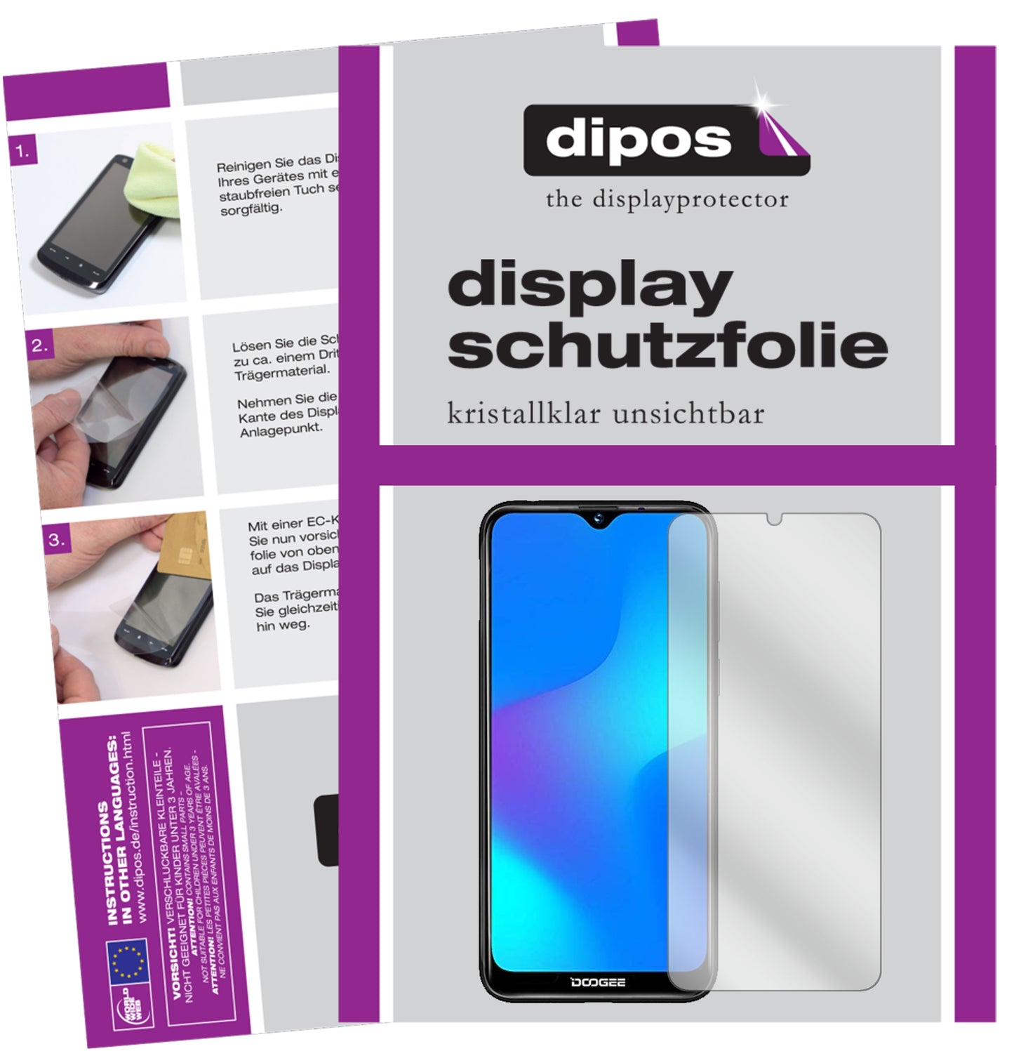 Kristallklare, dünne Schutzfolie: Kratzfest & passgenau für Doogee-Y8