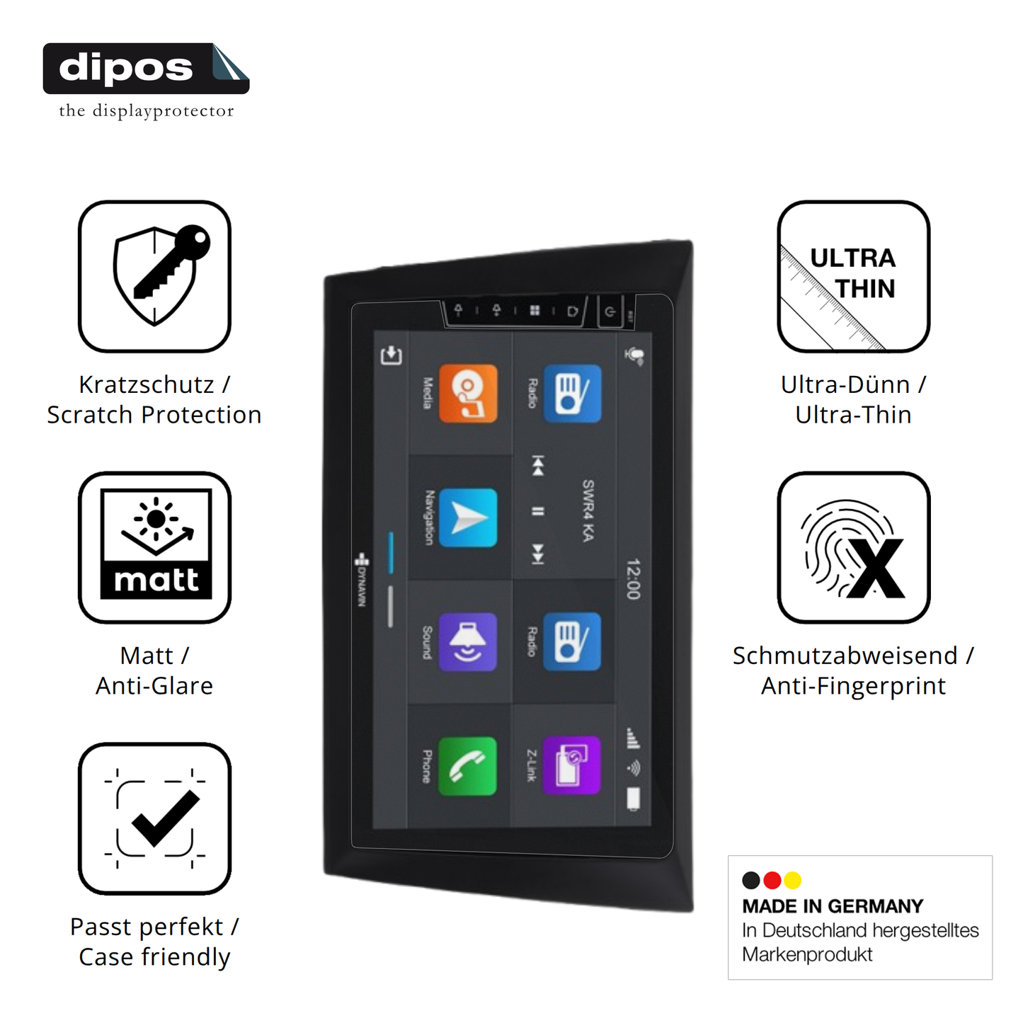 Displayschutz hergestellt in Deutschland, höchste Qualität made in Germany