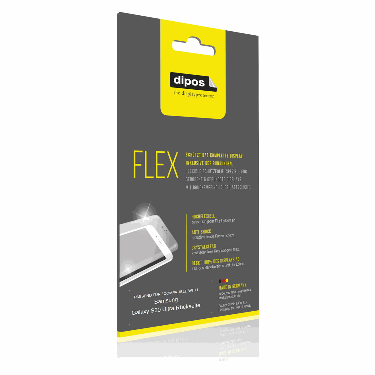 2x 3D Full Cover Schutzfolie für Samsung Galaxy S20 Ultra Rückseite