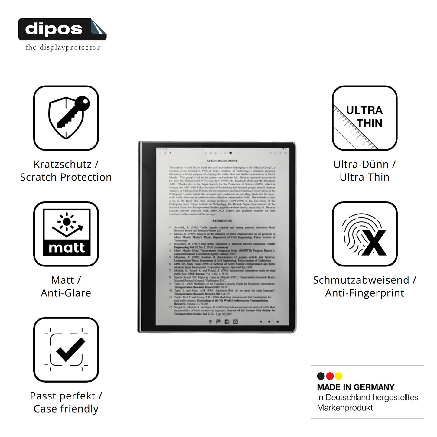 Displayschutz hergestellt in Deutschland, höchste Qualität made in Germany