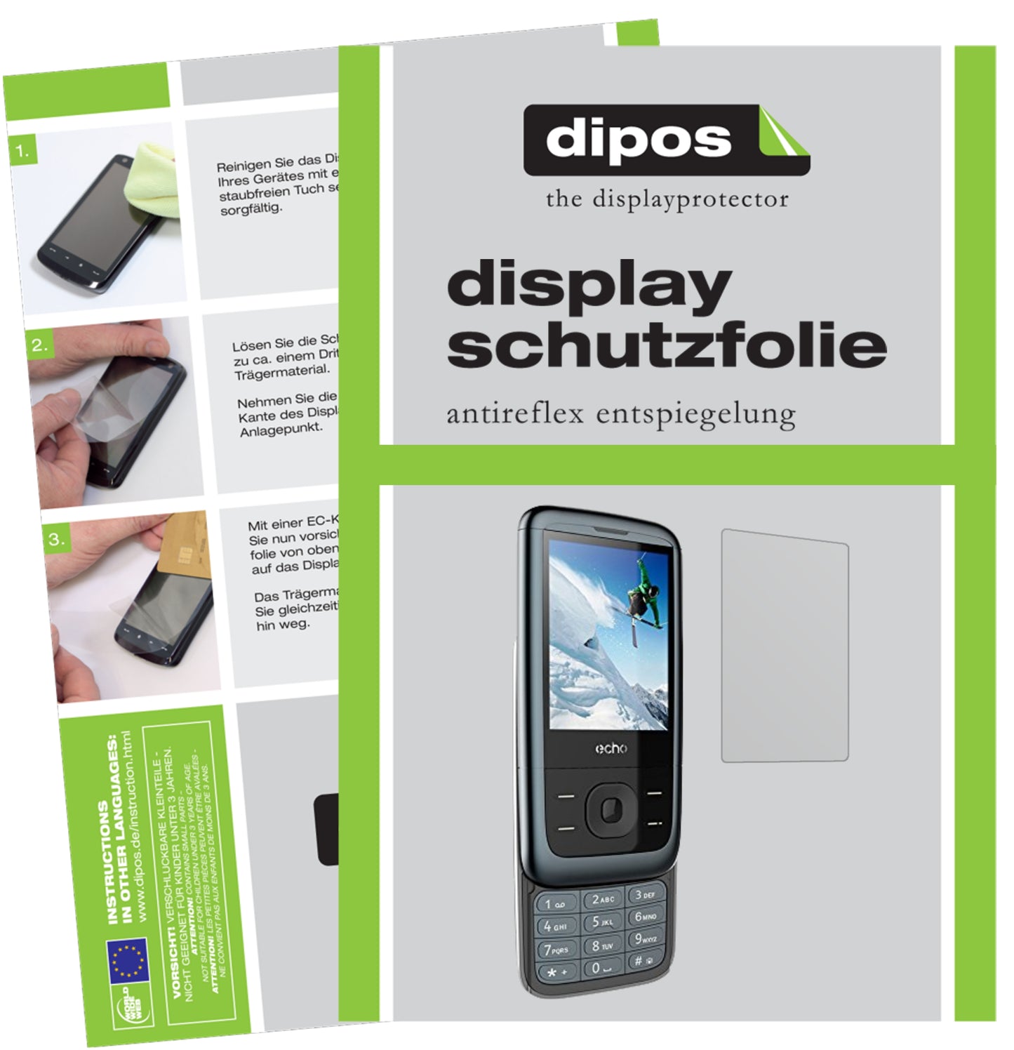 Mattes Panzerglas: Entspiegelte, dünne Folie, Fingerabdruckresistenz und Bildschirmschutz für ECHO-SLIDEBA Slide 2,4 Zoll