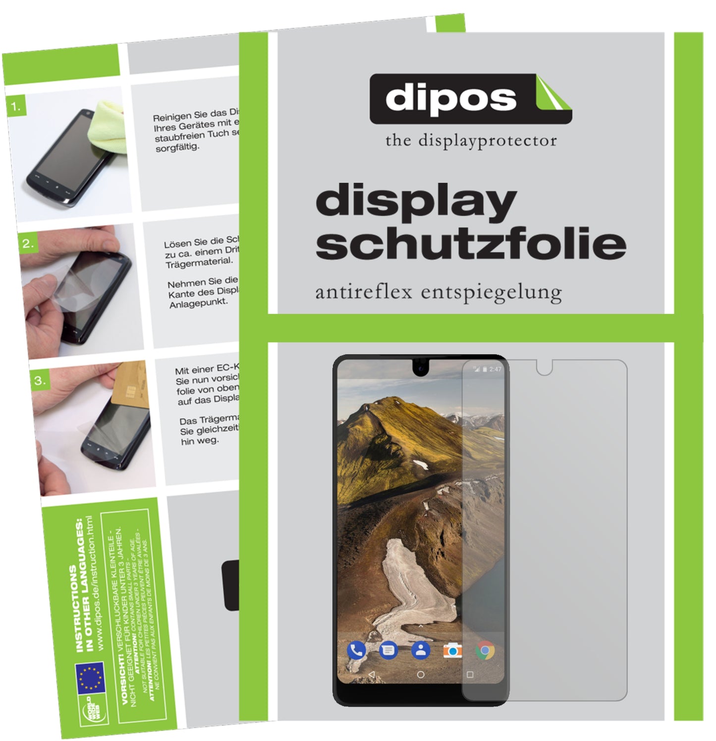 Mattes Panzerglas: Entspiegelte, dünne Folie, Fingerabdruckresistenz und Bildschirmschutz für Essential-Phone